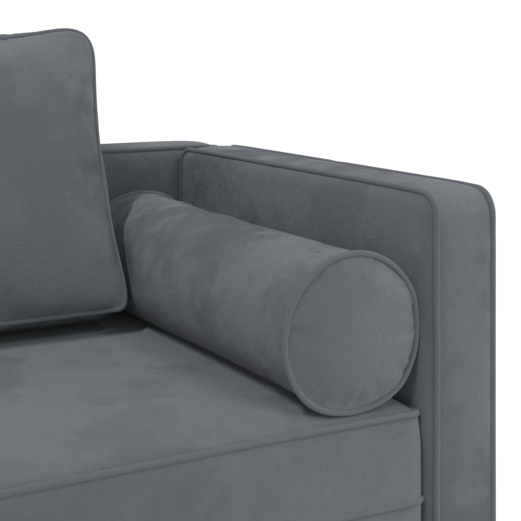 Chaise longue avec coussins gris foncé velours - XIOS