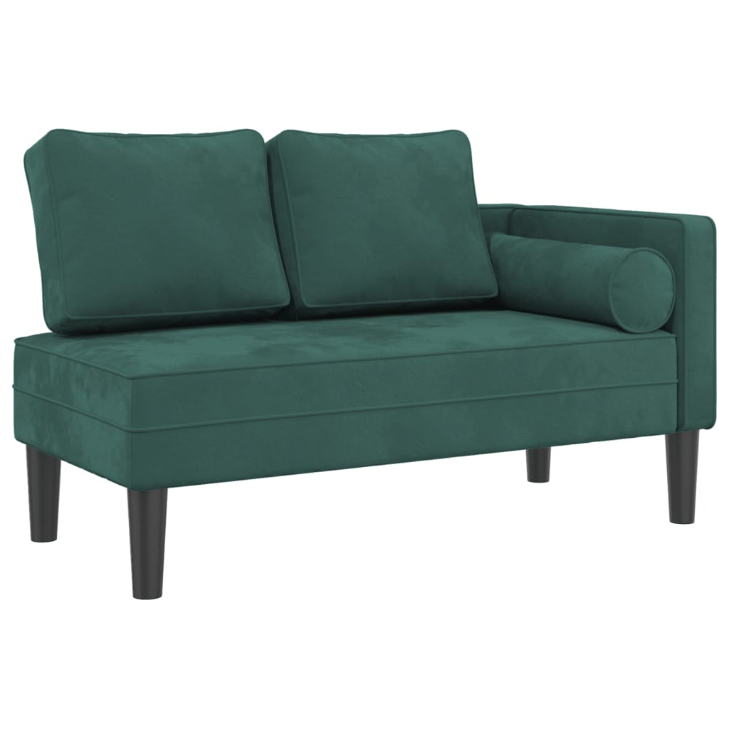 Chaise longue avec coussins vert foncé velours - XIOS