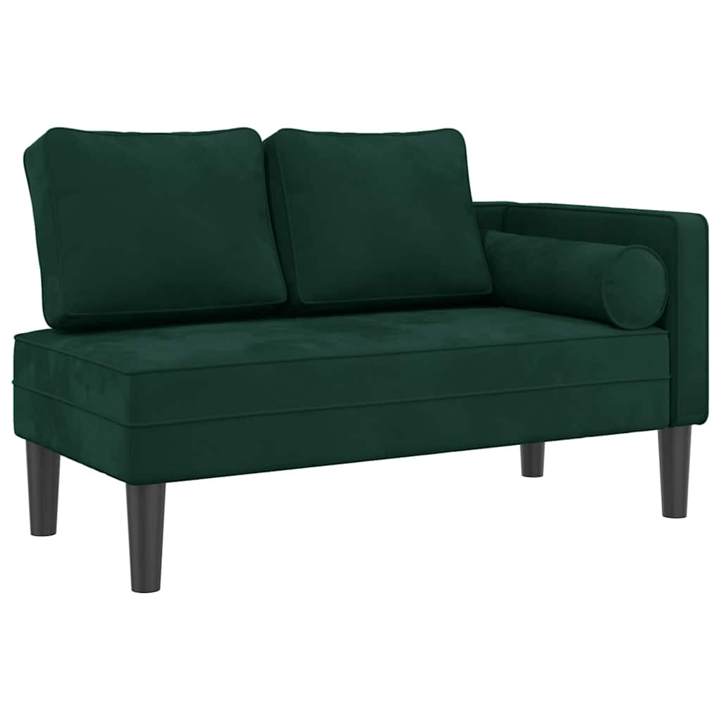 Chaise longue avec coussins vert foncé velours - XIOS