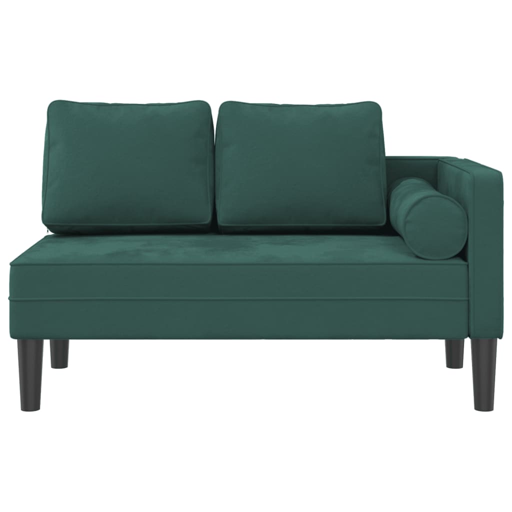 Chaise longue avec coussins vert foncé velours - XIOS