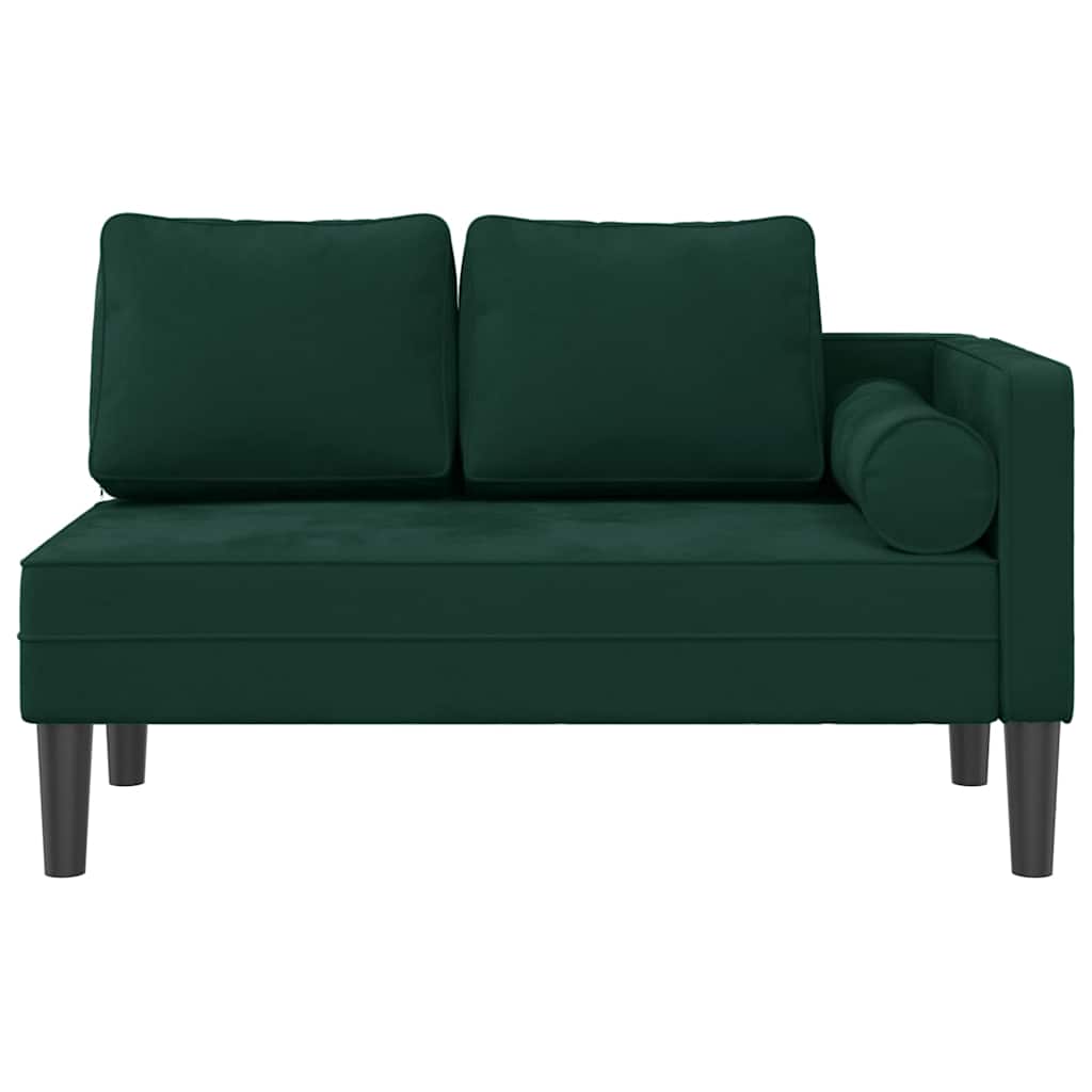 Chaise longue avec coussins vert foncé velours - XIOS