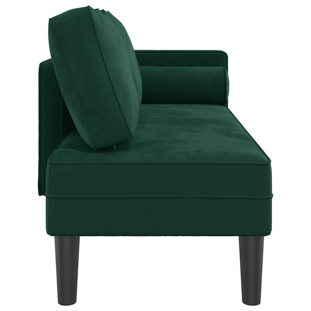 Chaise longue avec coussins vert foncé velours - XIOS