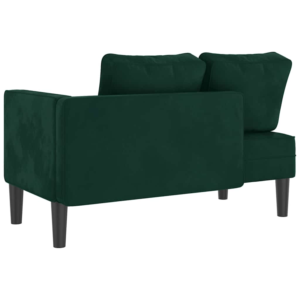 Chaise longue avec coussins vert foncé velours - XIOS