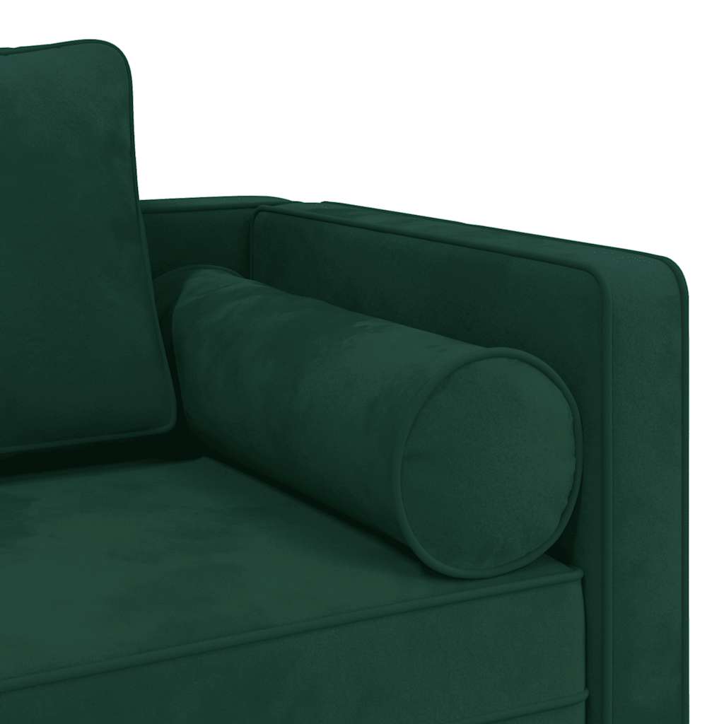 Chaise longue avec coussins vert foncé velours - XIOS
