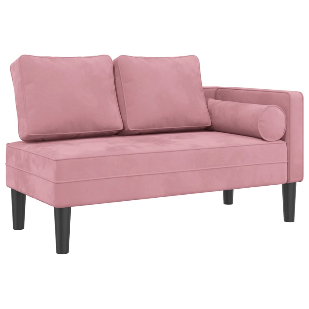 Chaise longue avec coussins rose velours - XIOS