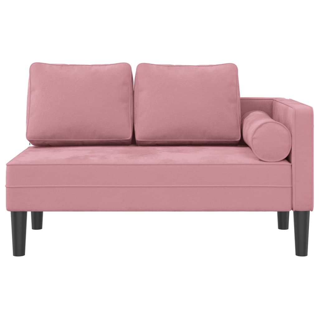 Chaise longue avec coussins rose velours - XIOS