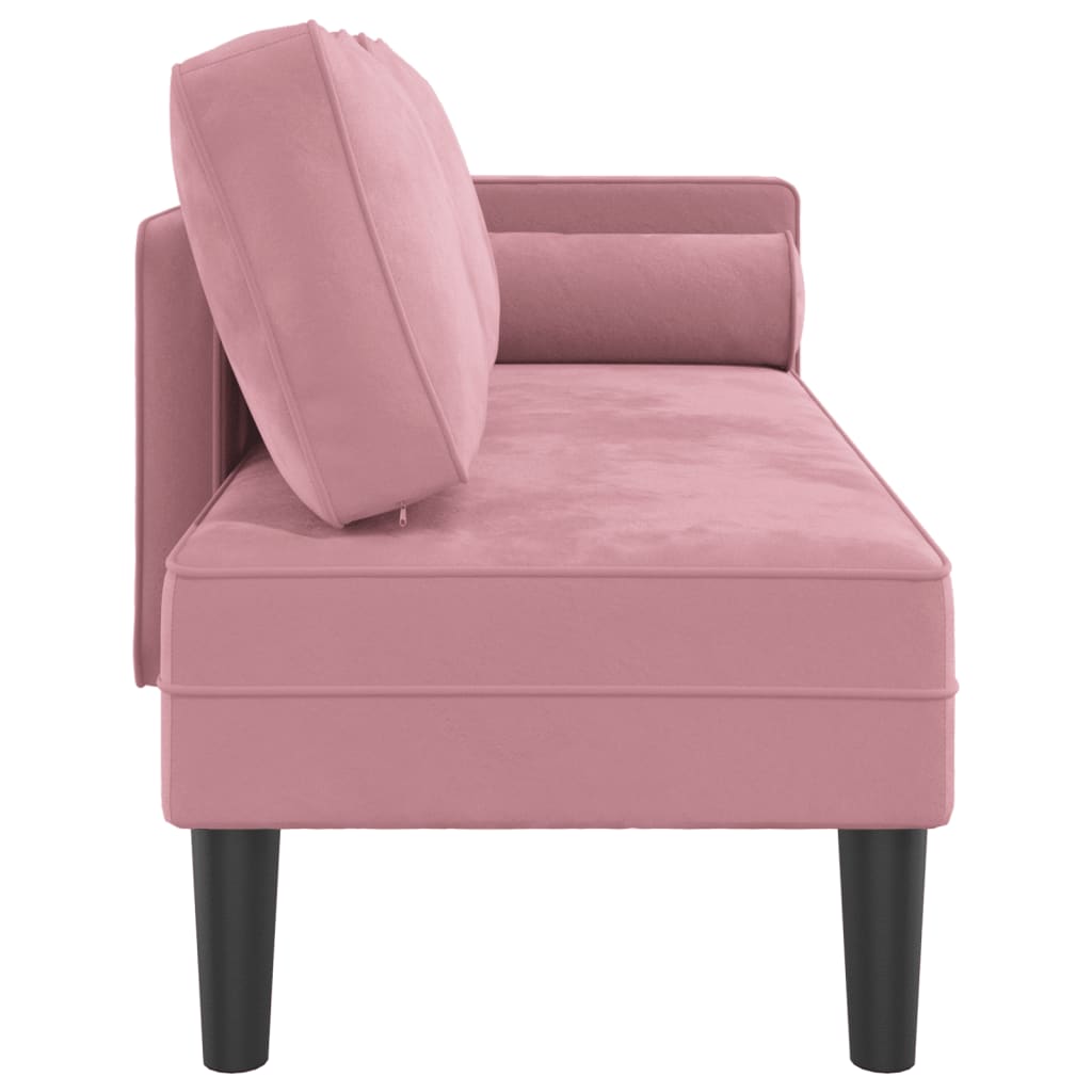 Chaise longue avec coussins rose velours - XIOS