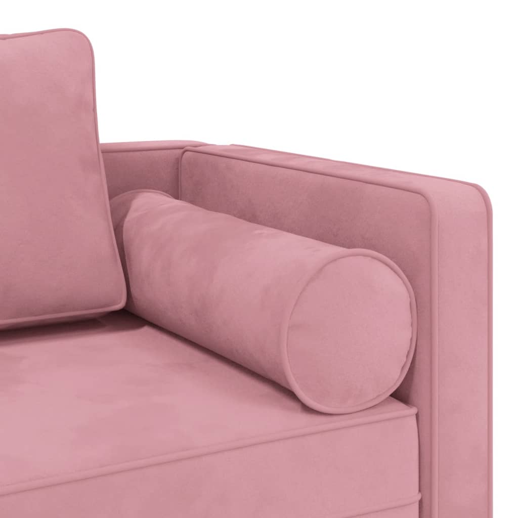 Chaise longue avec coussins rose velours - XIOS