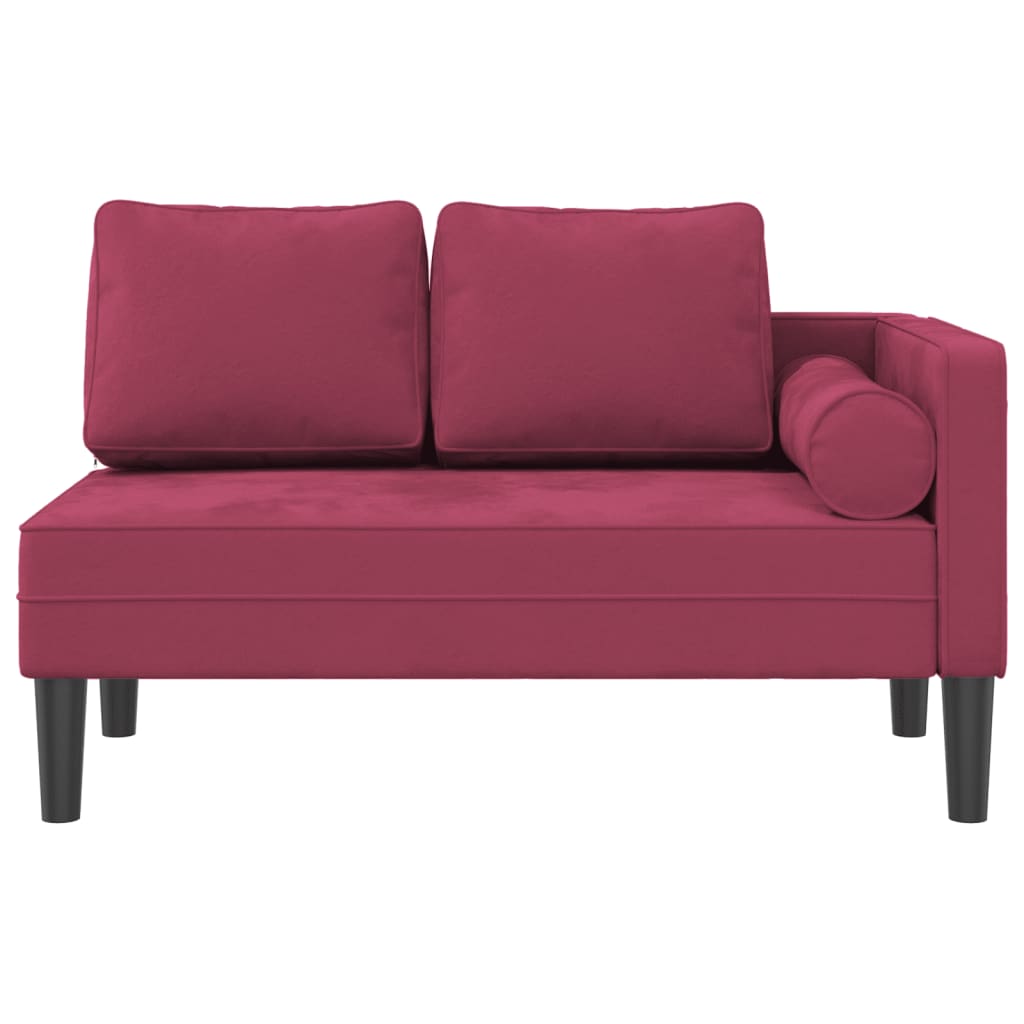 Chaise longue avec coussins rouge bordeaux velours - XIOS