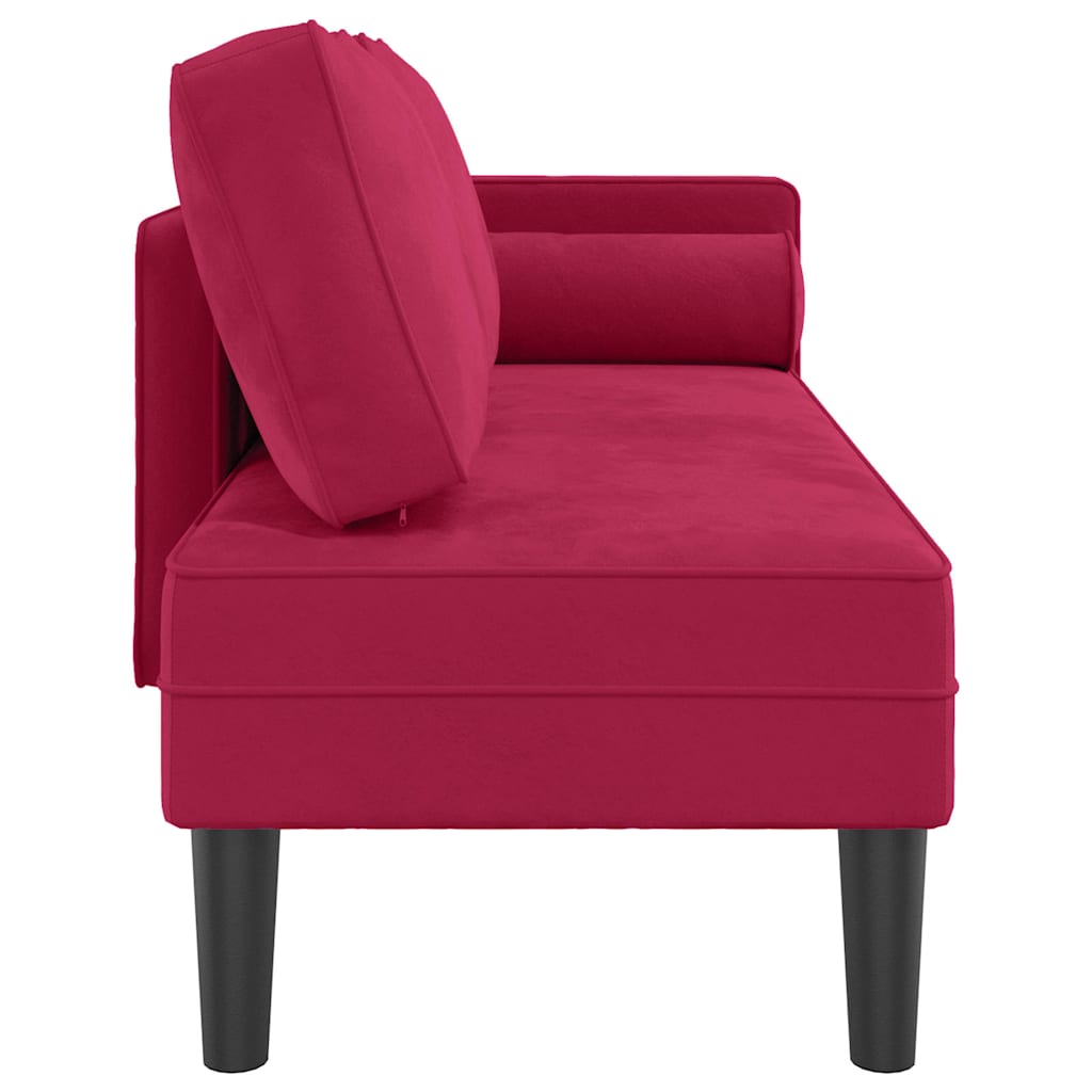 Chaise longue avec coussins rouge bordeaux velours - XIOS