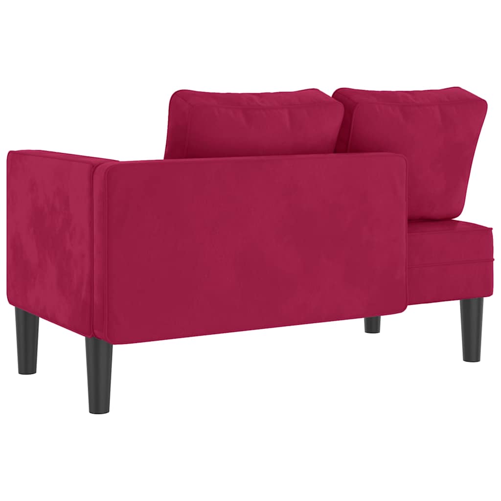 Chaise longue avec coussins rouge bordeaux velours - XIOS
