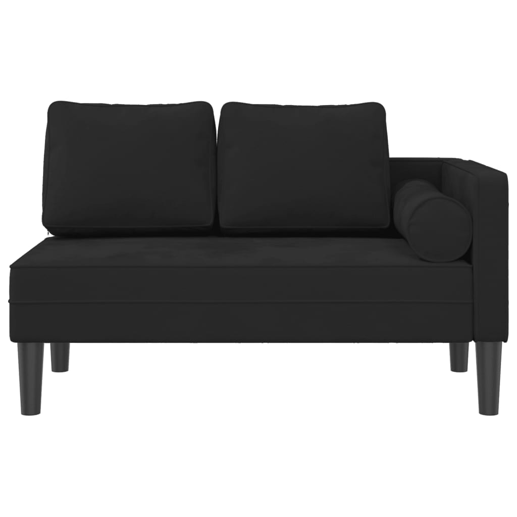 Chaise longue avec coussins noir velours - XIOS