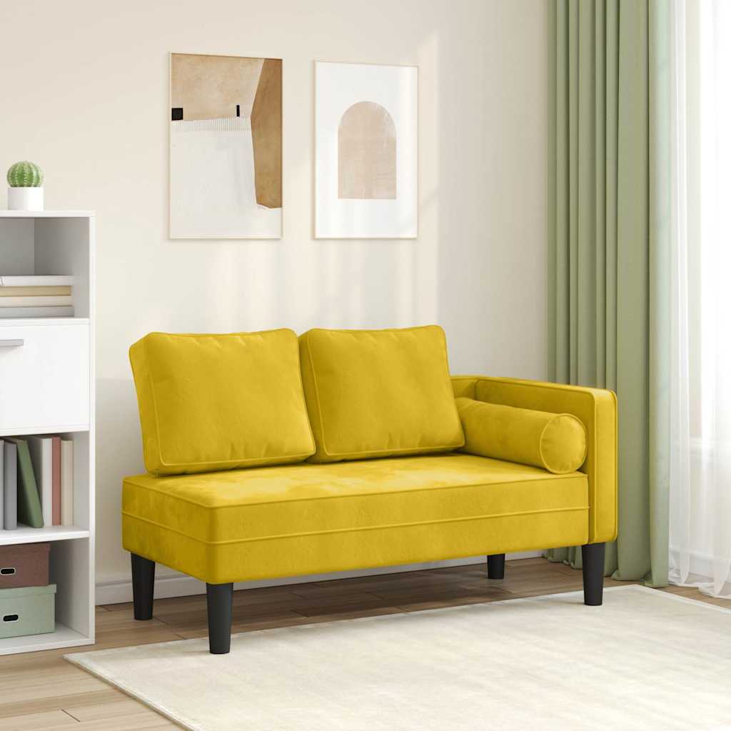 Chaise longue avec coussins jaune velours - XIOS