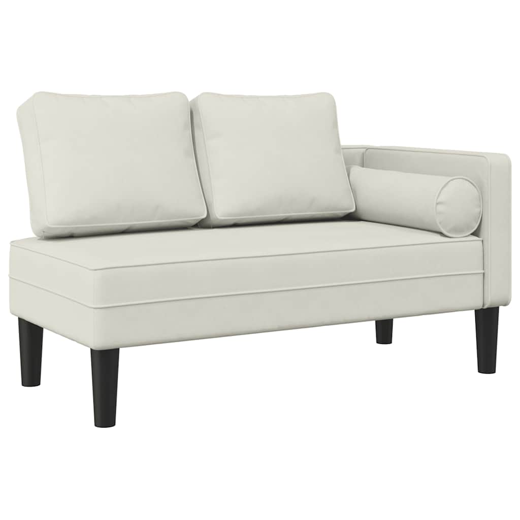 Chaise longue avec coussins crème velours - XIOS