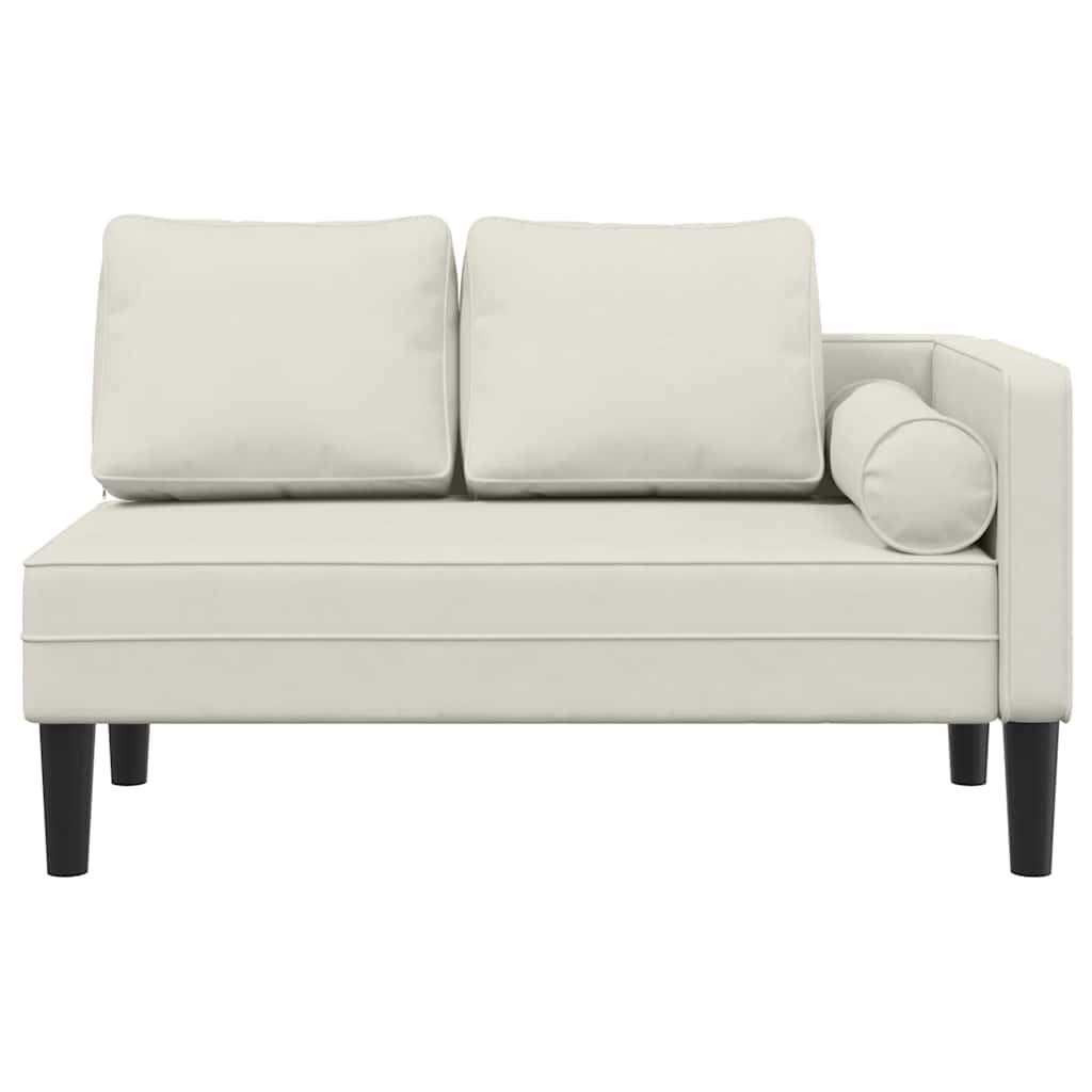Chaise longue avec coussins crème velours - XIOS