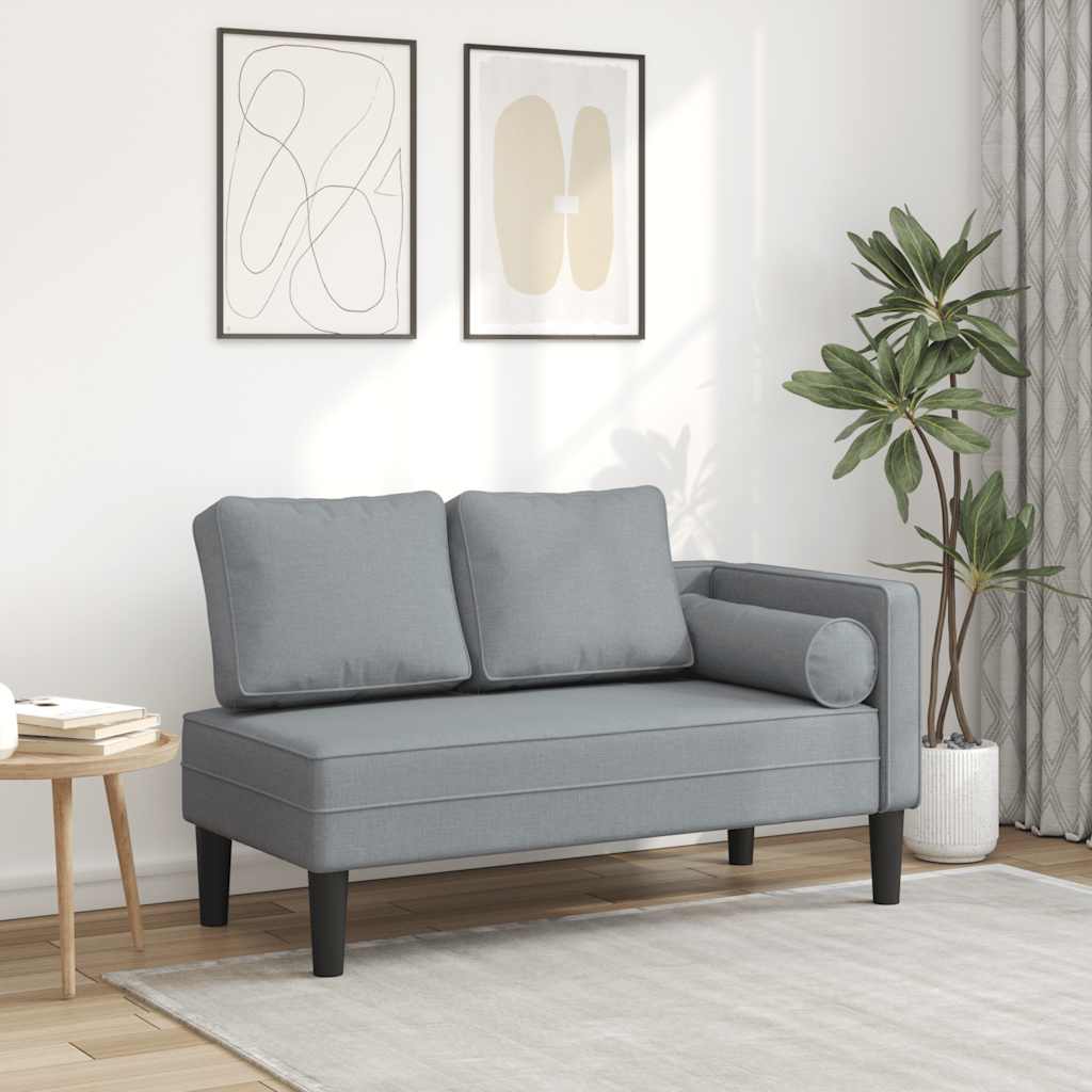 Chaise longue avec coussins gris clair tissu - XIOS