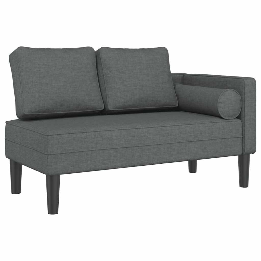 Chaise longue avec coussins gris foncé tissu - XIOS