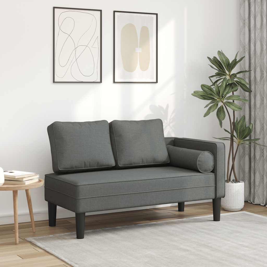 Chaise longue avec coussins gris foncé tissu - XIOS