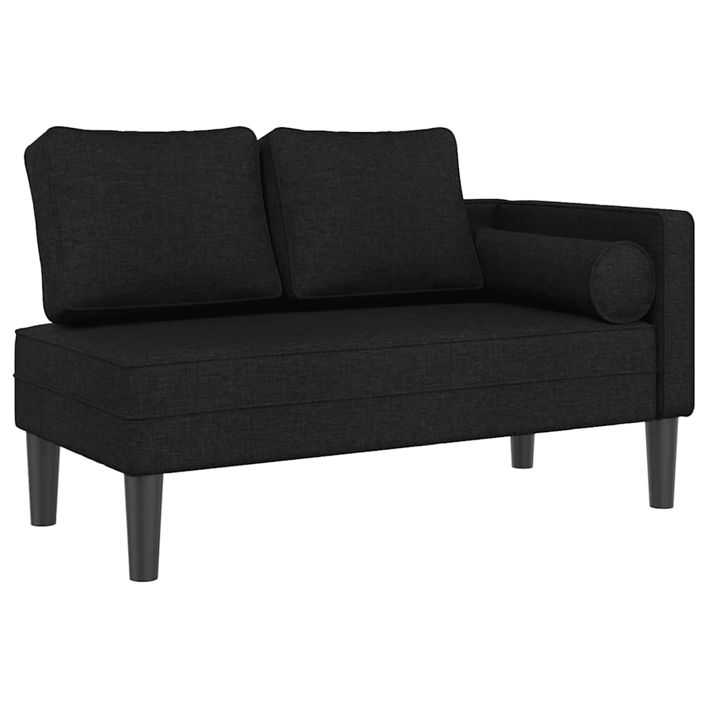 Chaise longue avec coussins noir tissu - XIOS