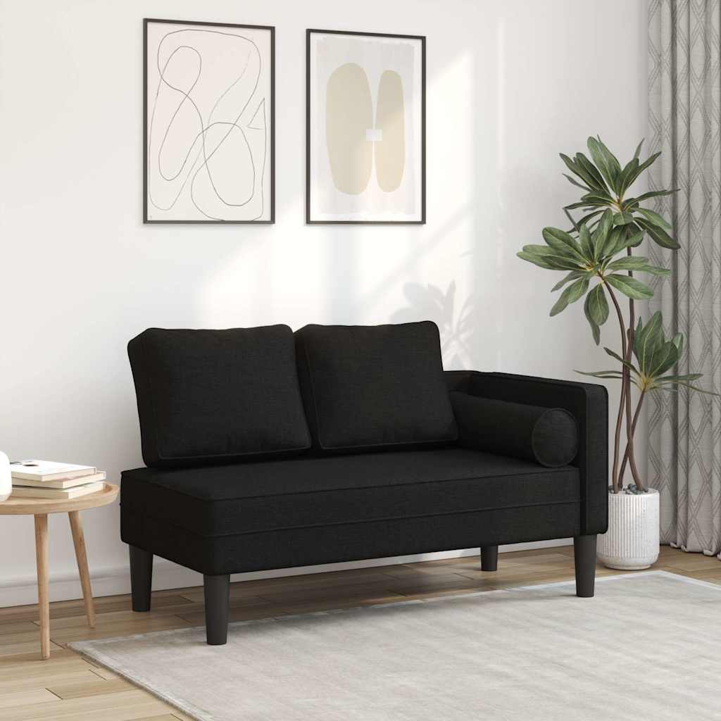 Chaise longue avec coussins noir tissu - XIOS