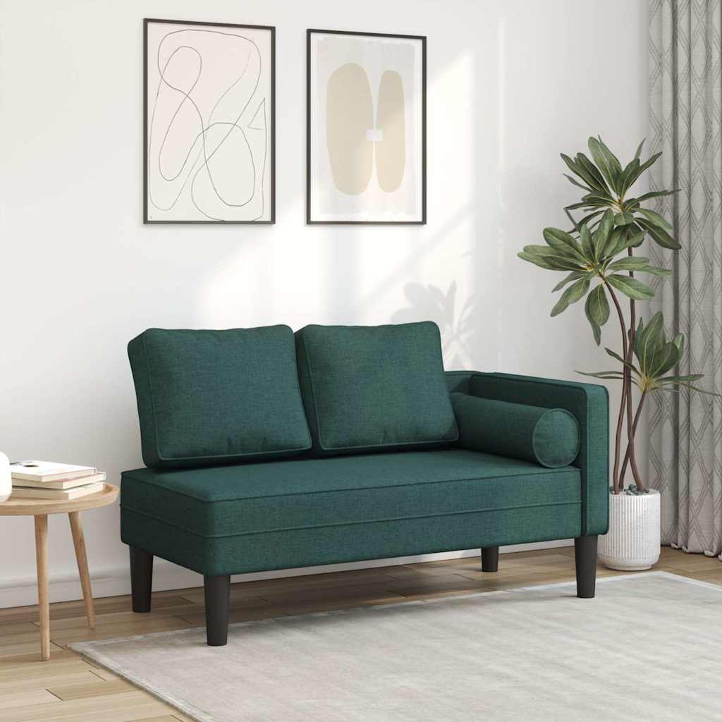 Chaise longue avec coussins vert foncé tissu - XIOS