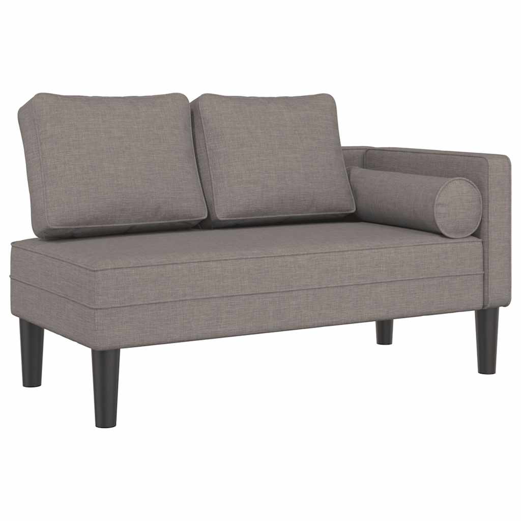 Chaise longue avec coussins taupe tissu - XIOS