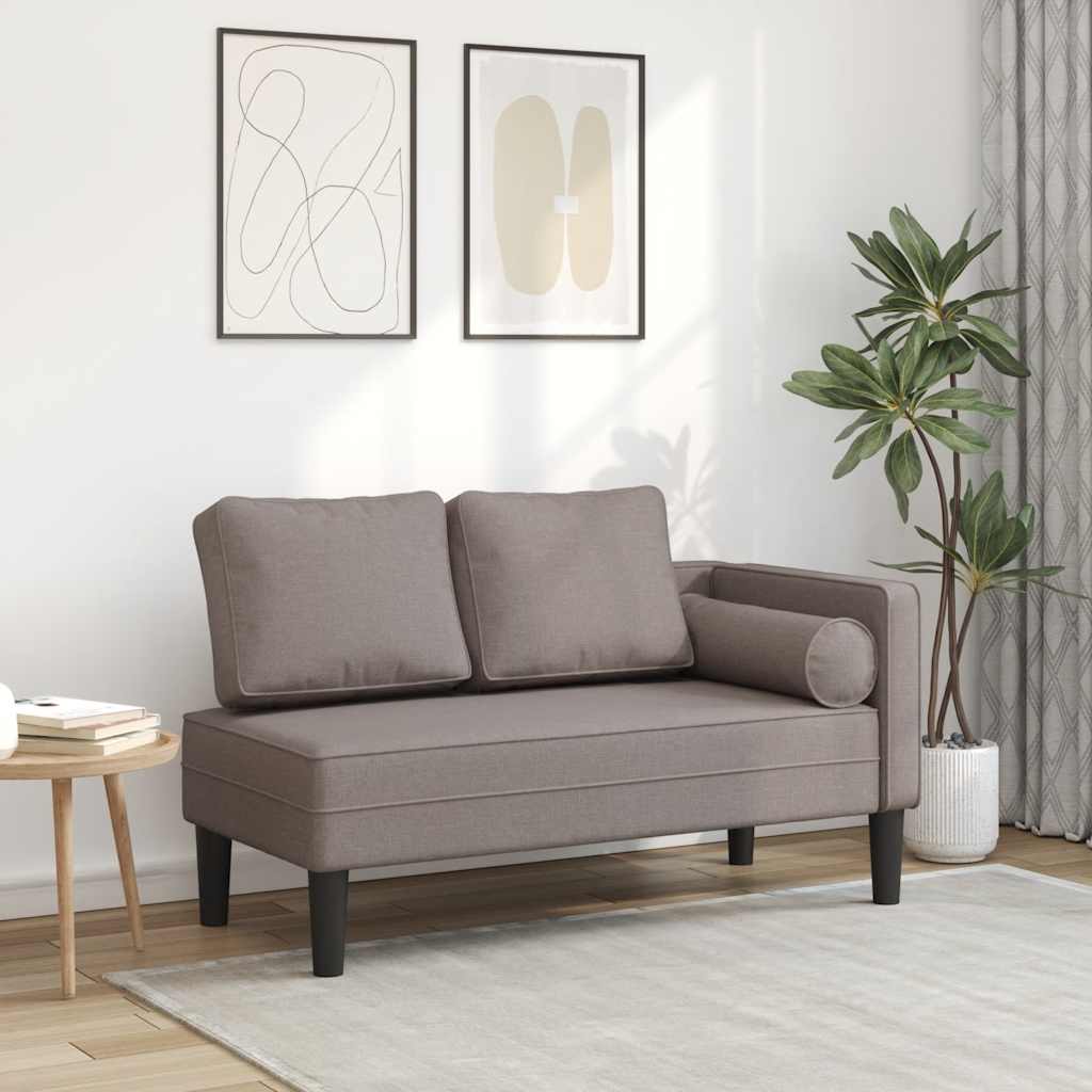Chaise longue avec coussins taupe tissu - XIOS