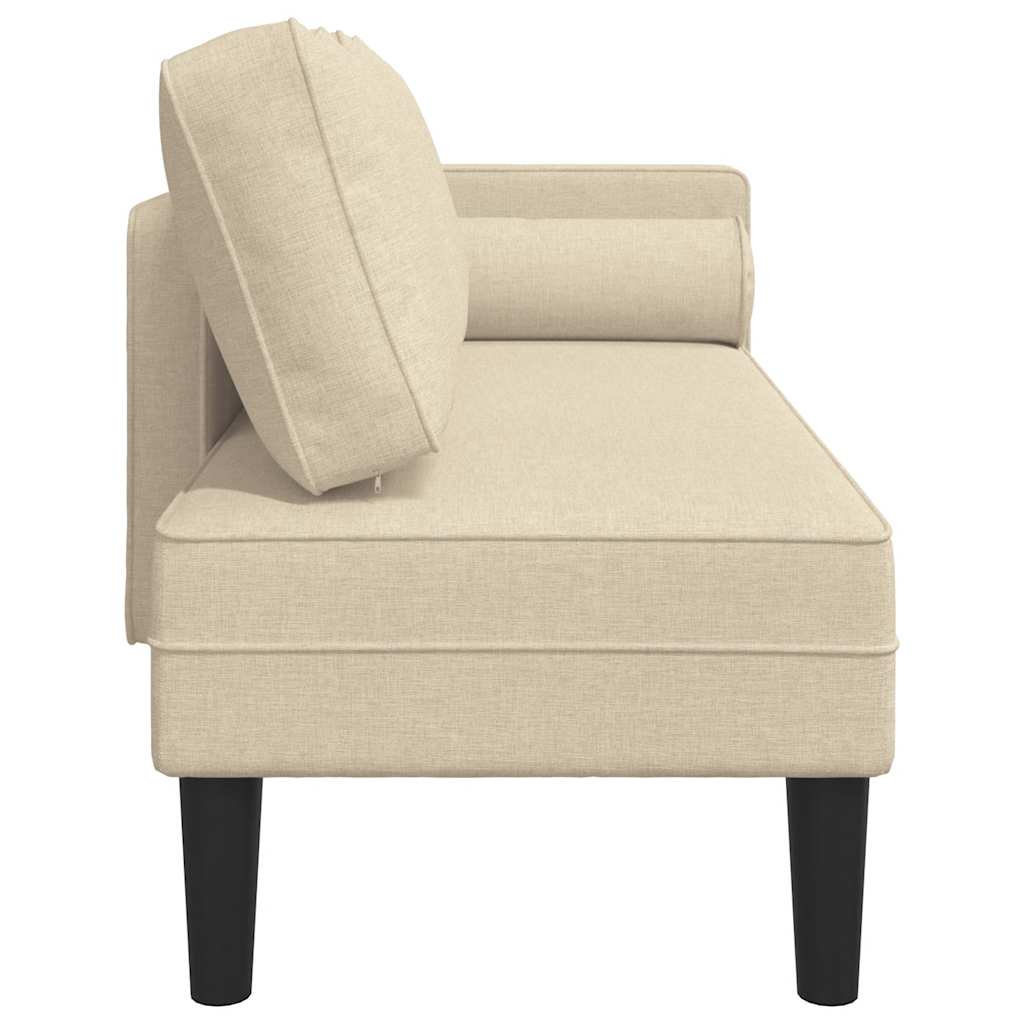 Chaise longue avec coussins crème tissu - XIOS
