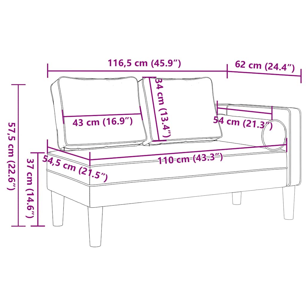 Chaise longue avec coussins bleu tissu - XIOS
