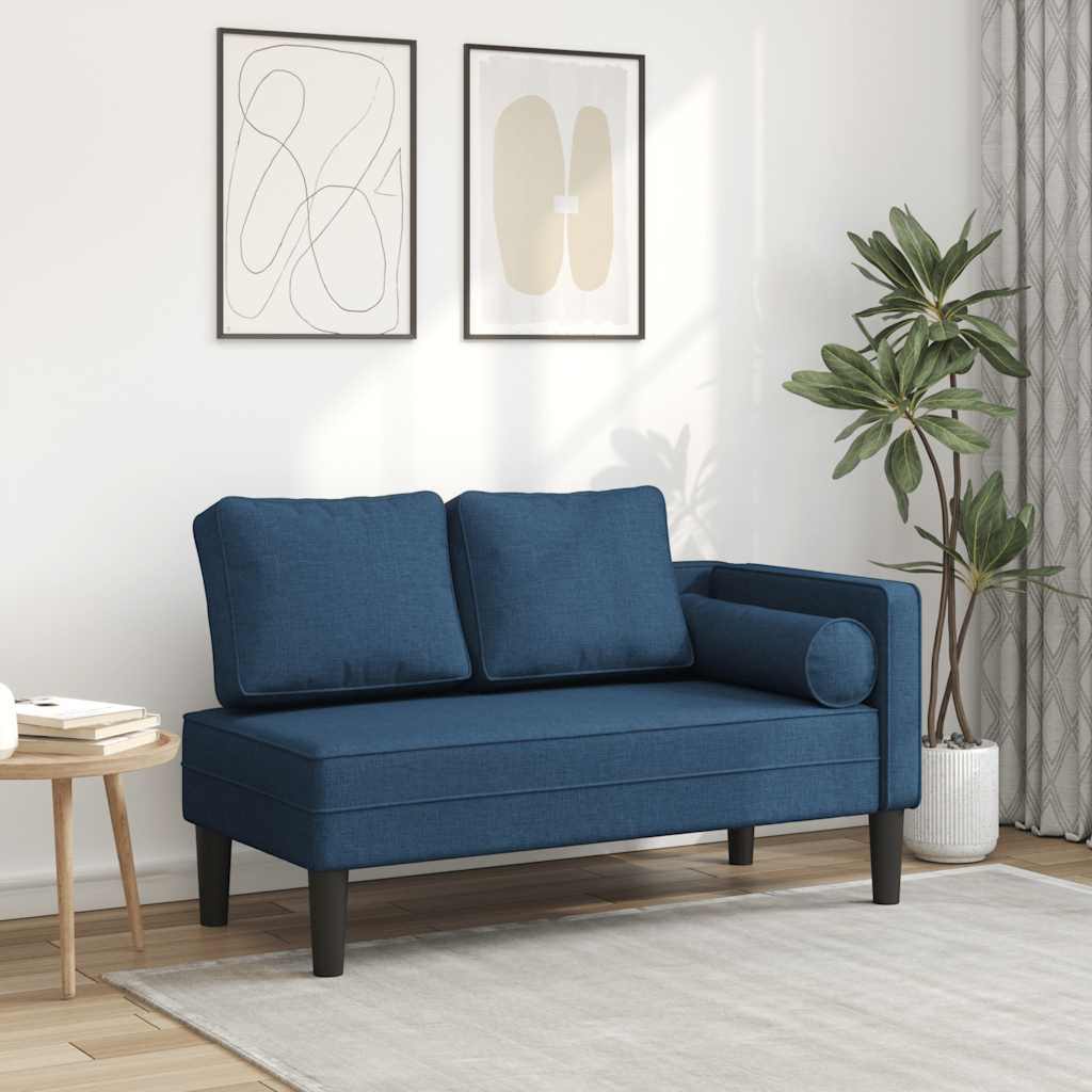 Chaise longue avec coussins bleu tissu - XIOS