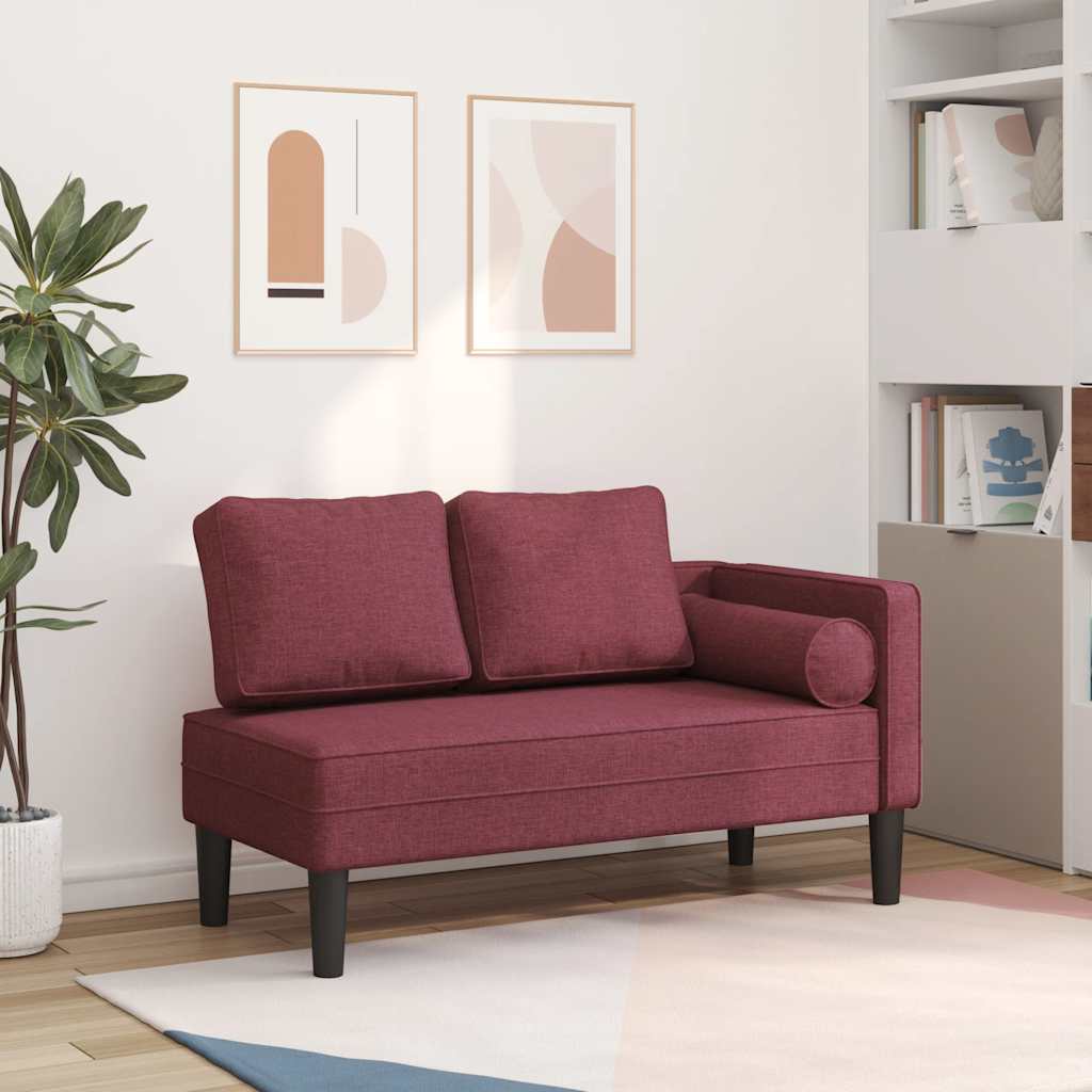 Chaise longue avec coussins rouge bordeaux tissu - XIOS