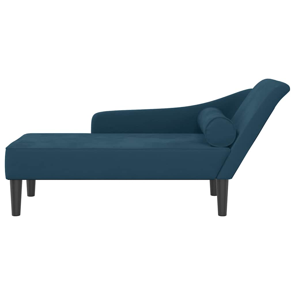 Chaise longue avec coussins bleu velours