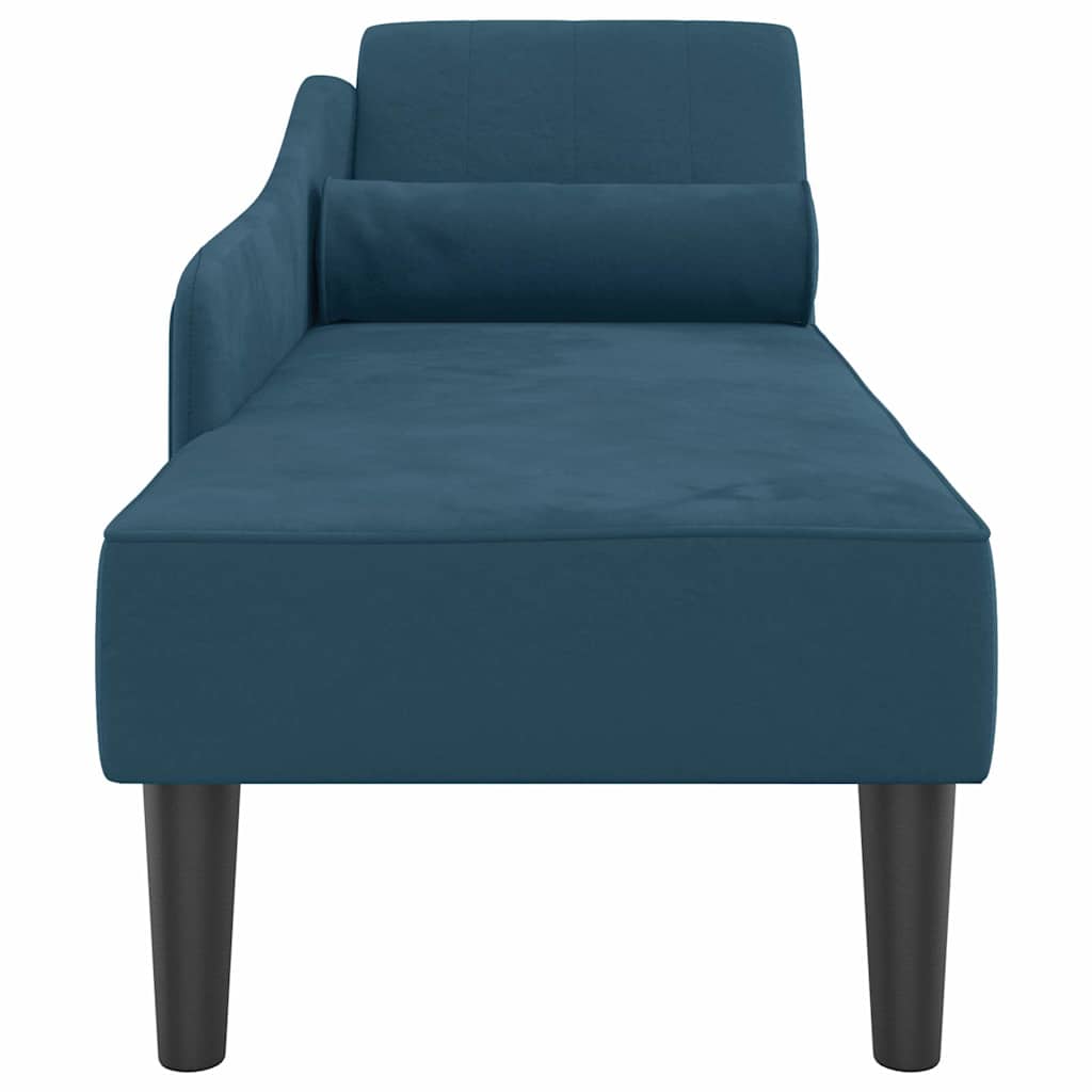 Chaise longue avec coussins bleu velours