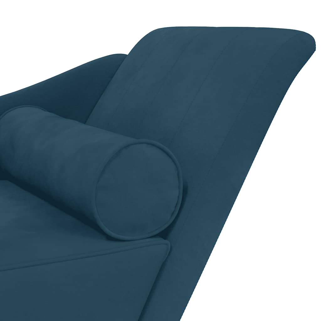 Chaise longue avec coussins bleu velours