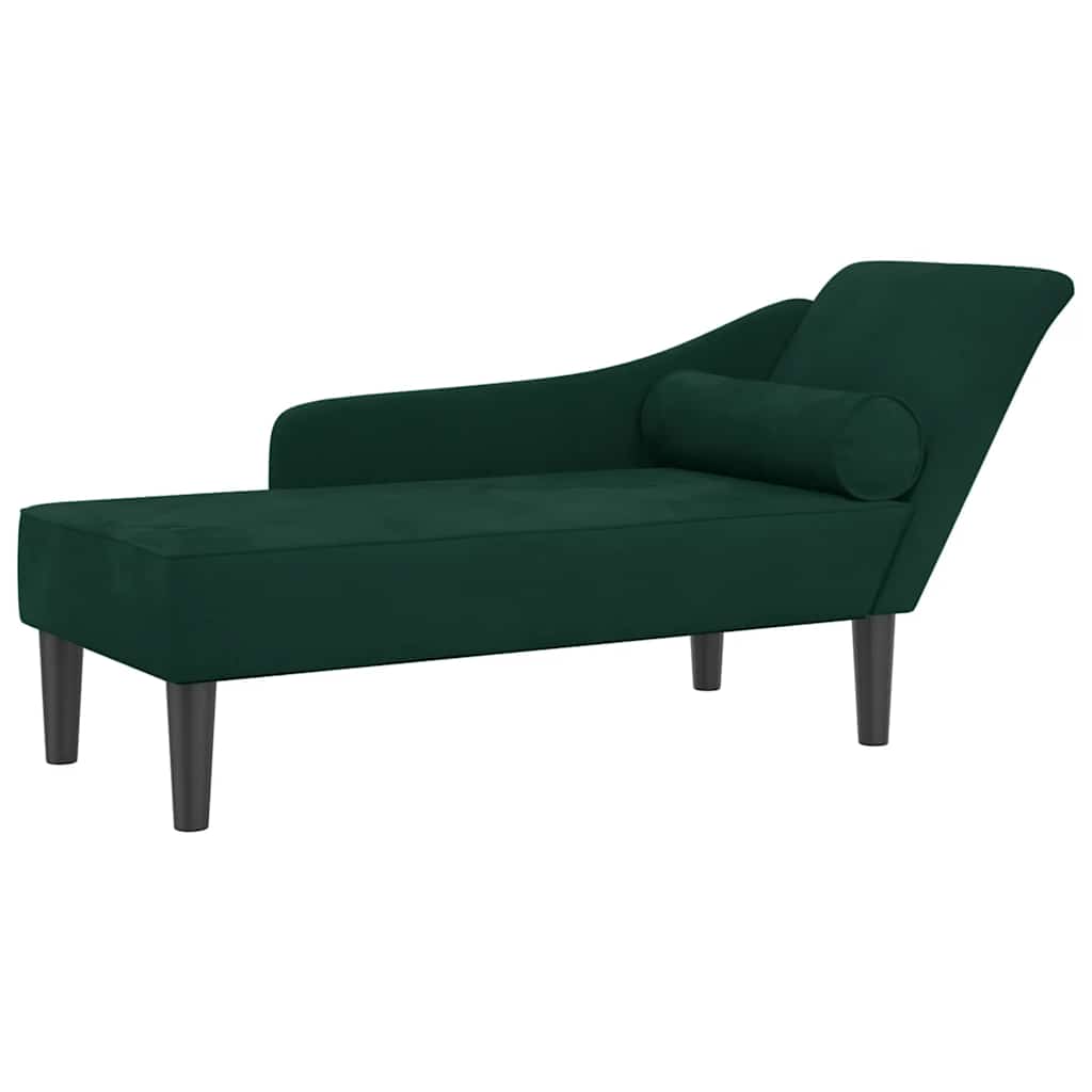 Chaise longue avec coussins vert foncé velours - XIOS