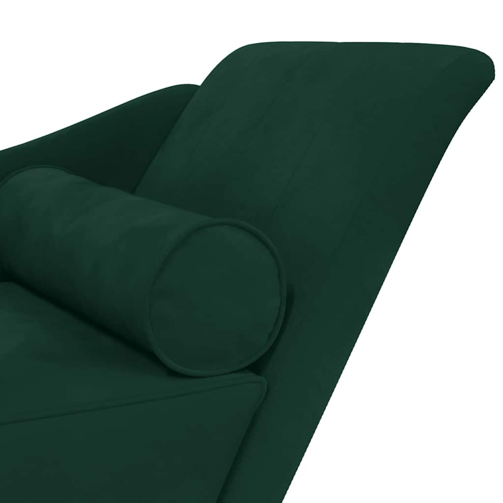 Chaise longue avec coussins vert foncé velours - XIOS