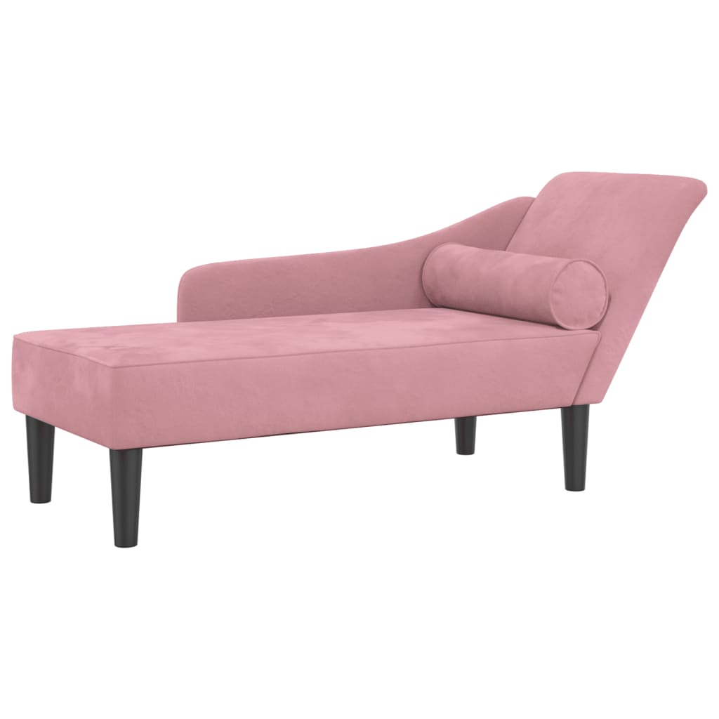 Chaise longue avec coussins rose velours - XIOS