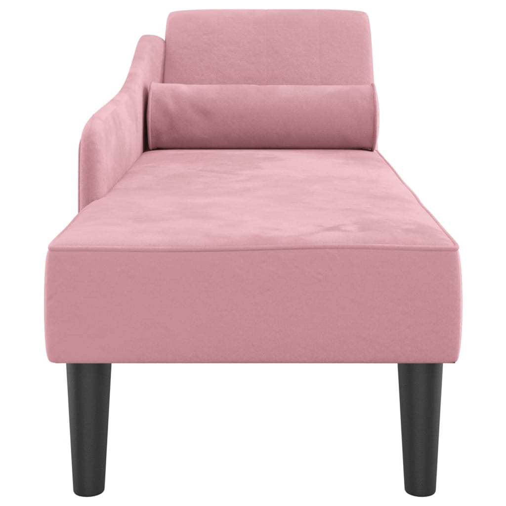 Chaise longue avec coussins rose velours