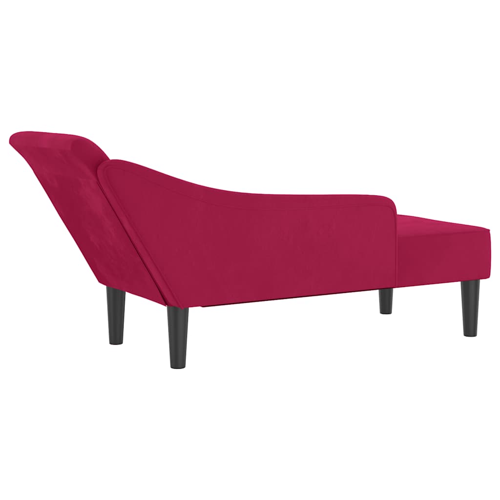 Chaise longue avec coussins rouge bordeaux velours