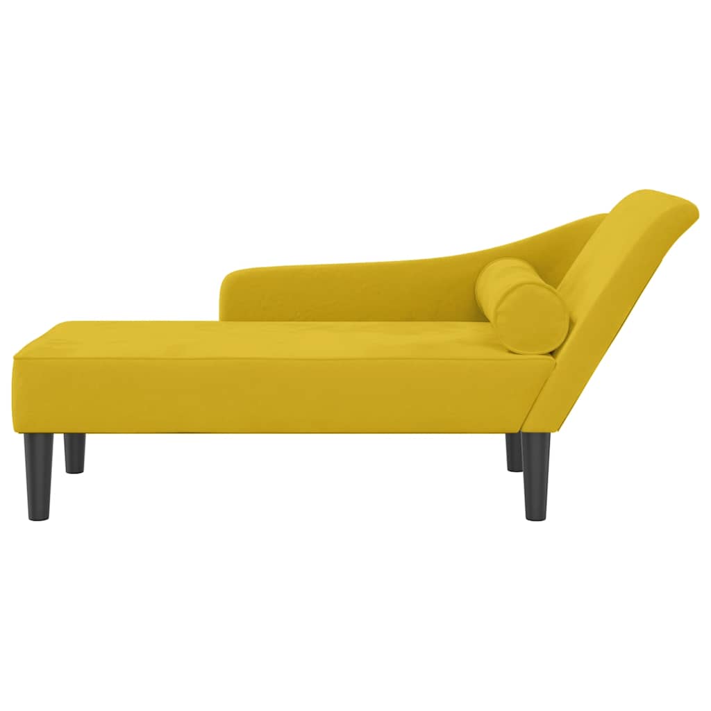 Chaise longue avec coussins jaune velours - XIOS