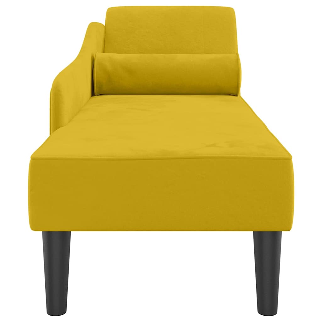 Chaise longue avec coussins jaune velours - XIOS