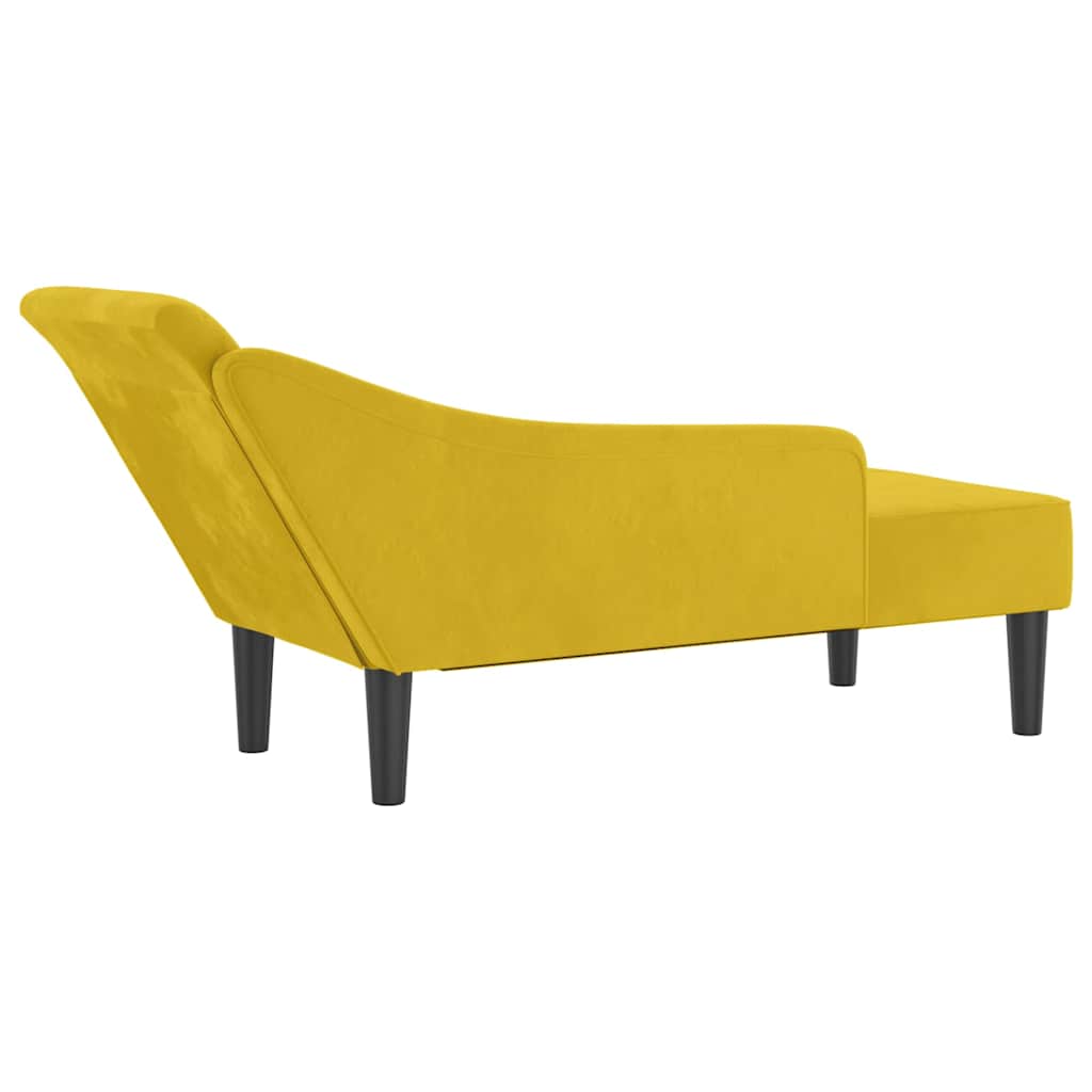 Chaise longue avec coussins jaune velours - XIOS