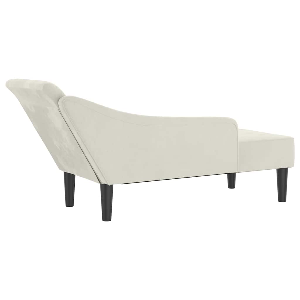 Chaise longue avec coussins crème velours - XIOS