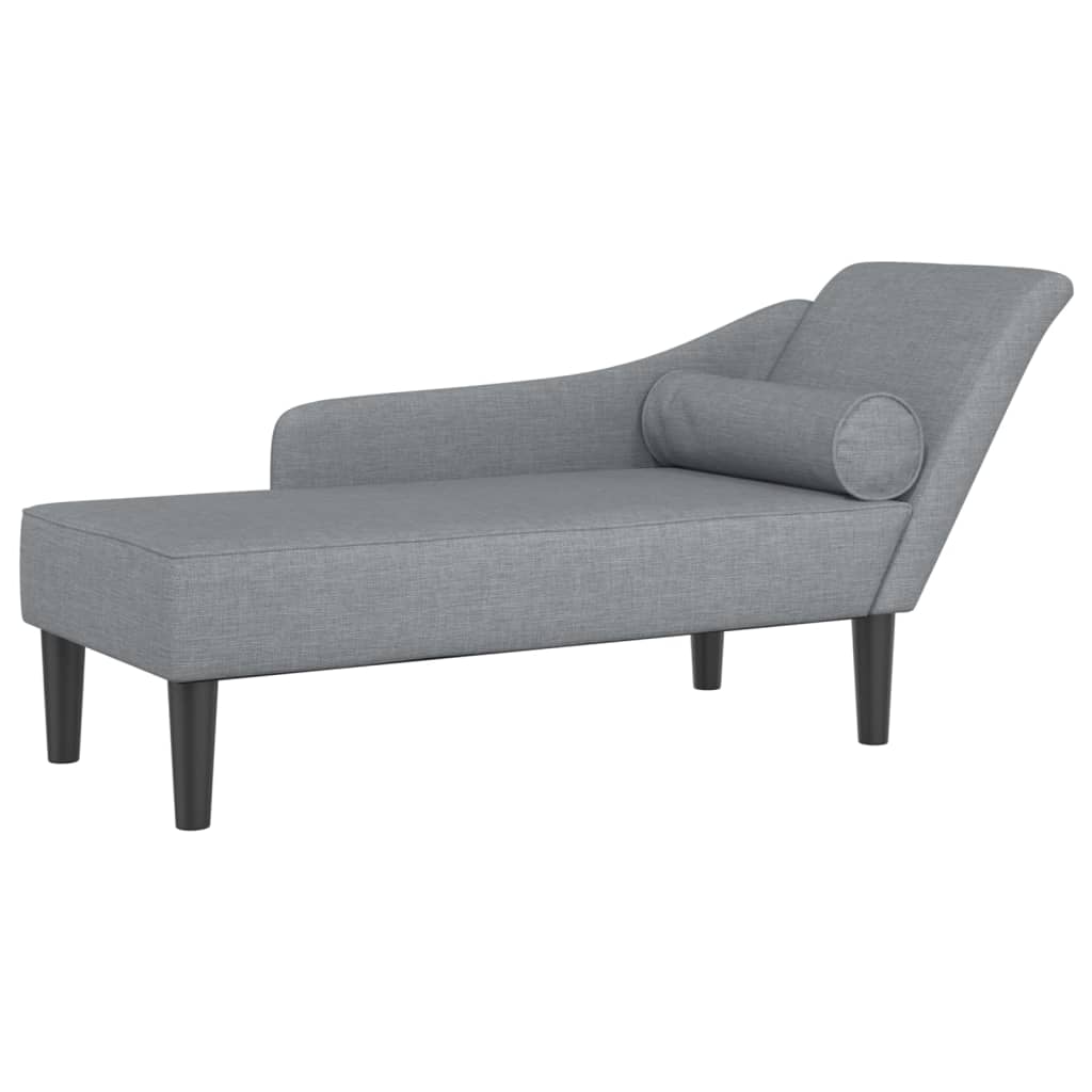 Chaise longue avec coussins gris clair tissu - XIOS