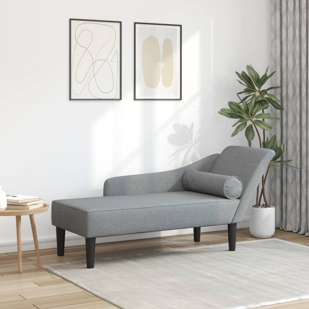Chaise longue avec coussins gris clair tissu - XIOS
