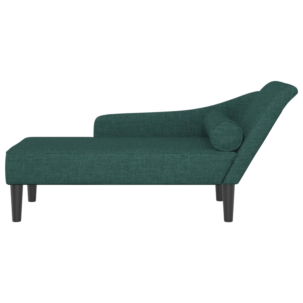 Chaise longue avec coussins vert foncé tissu - XIOS