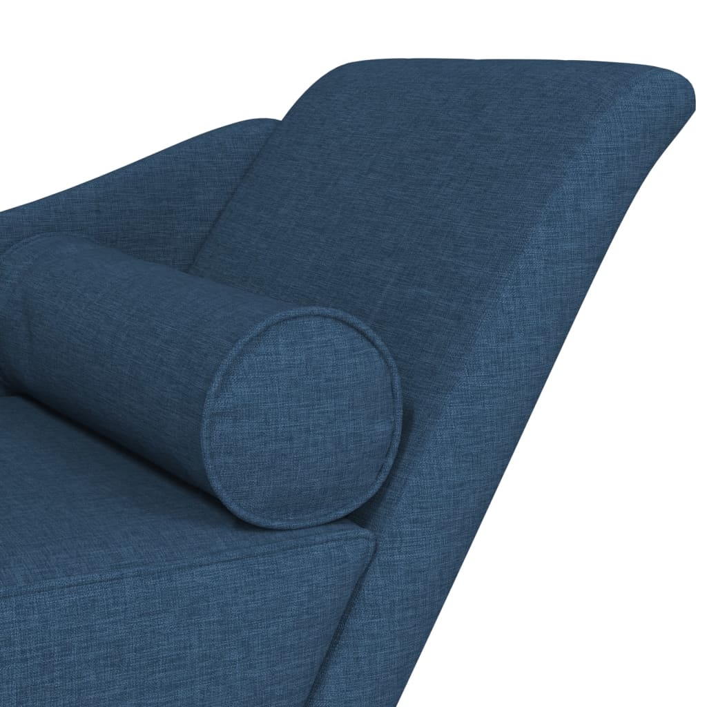 Chaise longue avec coussins bleu tissu - XIOS