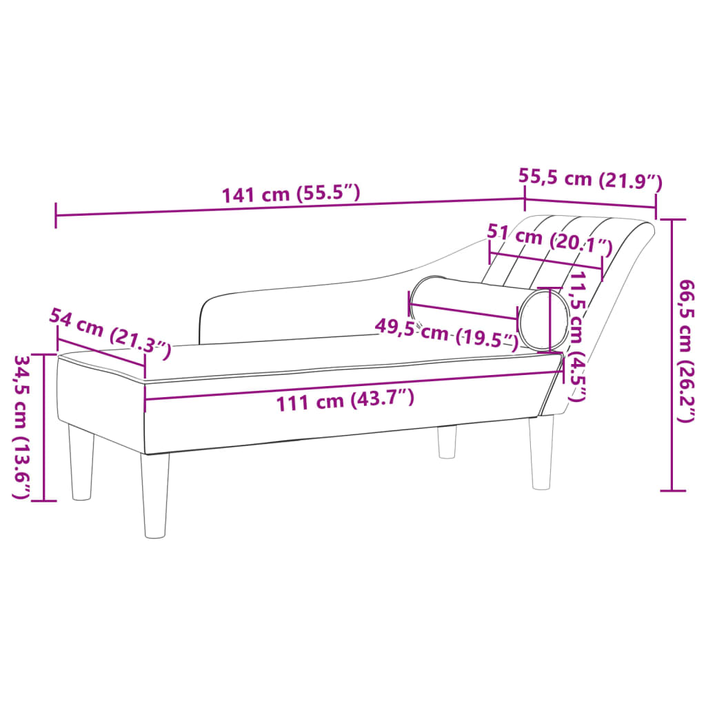 Chaise longue avec coussins bleu tissu - XIOS
