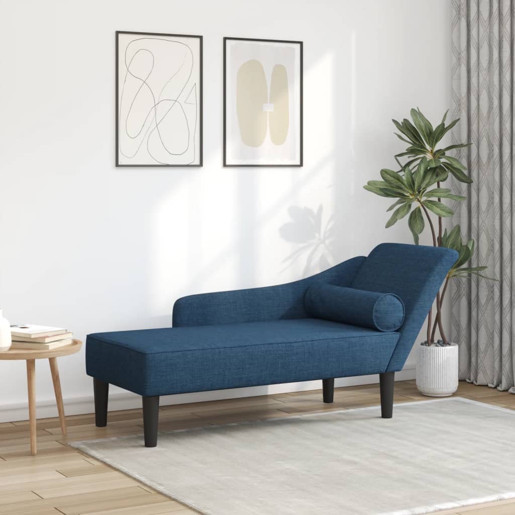 Chaise longue avec coussins bleu tissu - XIOS