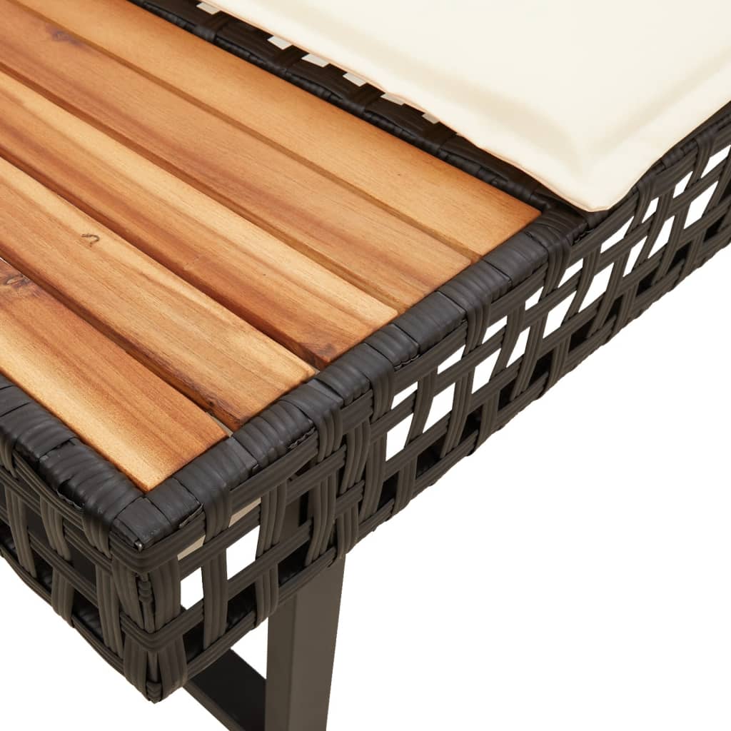 Salon de jardin avec coussins 2 pcs noir résine tressée acacia - XIOS